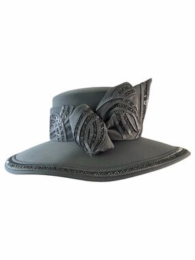Ben Marc Gray Wide Brim Hat with Beads